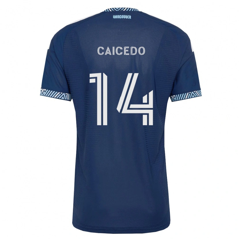 Danxen Homme Maillot Bruno Caicedo #14 Bleu Foncé Blanc Tenues Extérieur 2026/27 T-Shirt