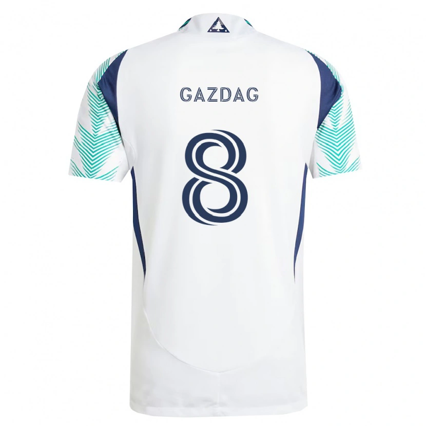 Danxen Homme Maillot Dániel Gazdag #8 Blanc Bleu Marine Vert Clair Tenues Extérieur 2026/27 T-Shirt