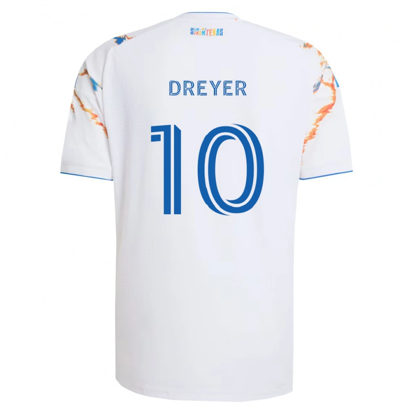 Danxen Homme Maillot Anders Dreyer #10 Blanc Orange Bleu Tenues Extérieur 2026/27 T-Shirt