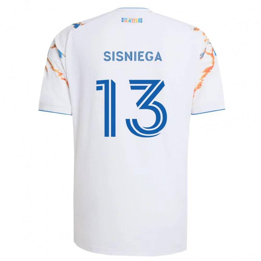 Danxen Homme Maillot Pablo Sisniega #13 Blanc Orange Bleu Tenues Extérieur 2026/27 T-Shirt