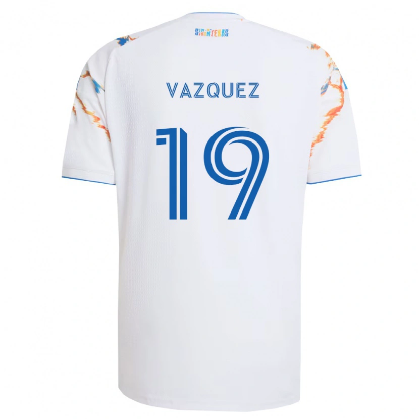 Danxen Homme Maillot David Vazquez #19 Blanc Orange Bleu Tenues Extérieur 2026/27 T-Shirt