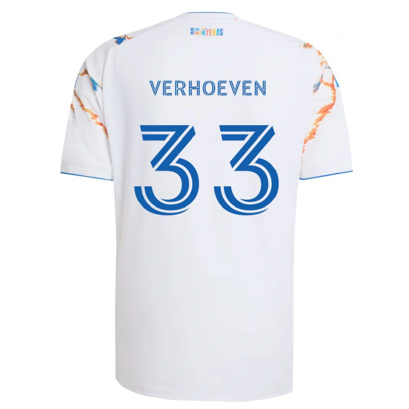 Danxen Homme Maillot Oscar Verhoeven #33 Blanc Orange Bleu Tenues Extérieur 2026/27 T-Shirt