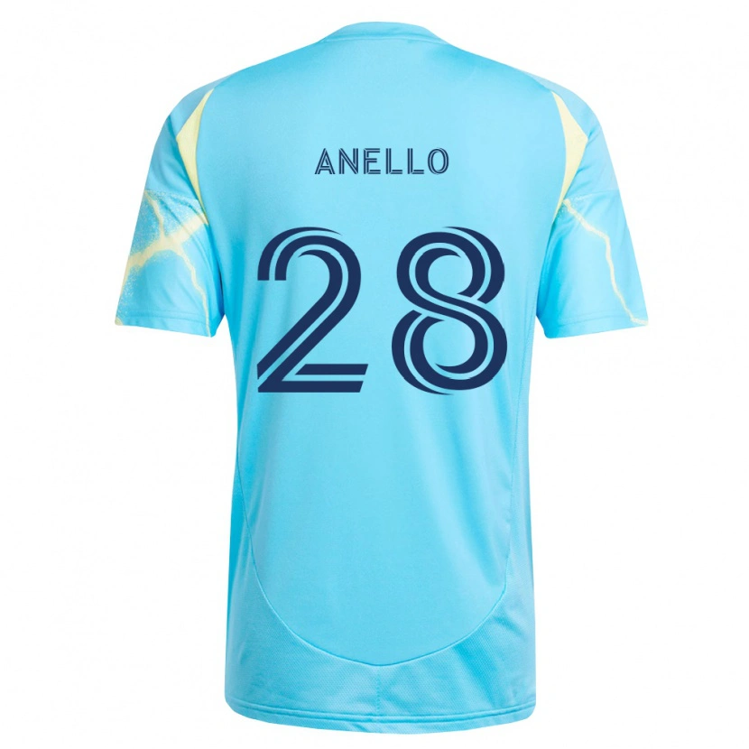 Danxen Homme Maillot Agustín Anello #28 Bleu Clair Noir Jaune Clair Tenues Extérieur 2026/27 T-Shirt