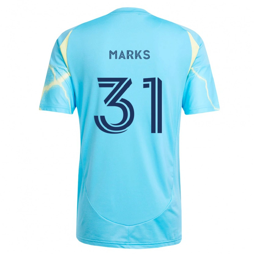 Danxen Homme Maillot George Marks #31 Bleu Clair Noir Jaune Clair Tenues Extérieur 2026/27 T-Shirt