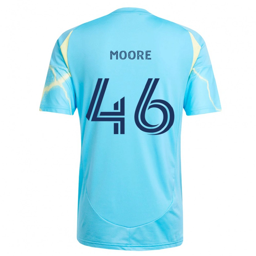 Danxen Homme Maillot Kaiden Moore #46 Bleu Clair Noir Jaune Clair Tenues Extérieur 2026/27 T-Shirt