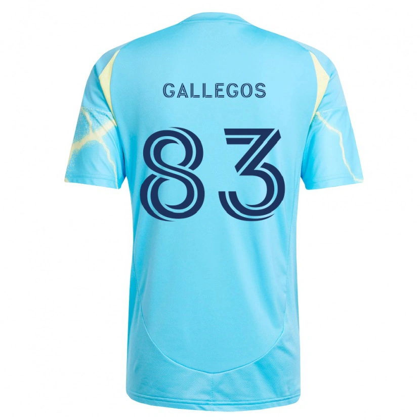 Danxen Homme Maillot Mateo Gallegos #83 Bleu Clair Noir Jaune Clair Tenues Extérieur 2026/27 T-Shirt