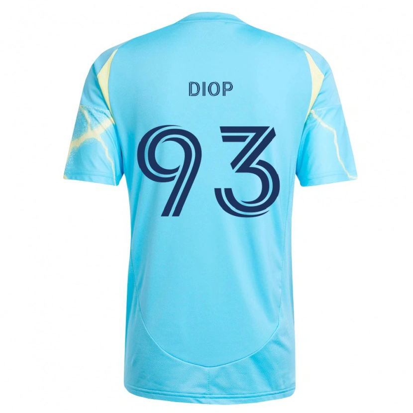 Danxen Homme Maillot Abdoulaye Diop #93 Bleu Clair Noir Jaune Clair Tenues Extérieur 2026/27 T-Shirt