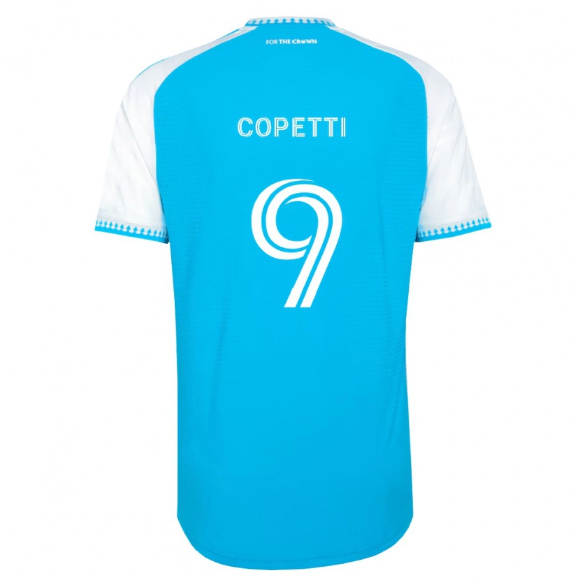 Danxen Femme Maillot Enzo Copetti #9 Bleu Ciel Blanc Noir Tenues Domicile 2026/27 T-Shirt