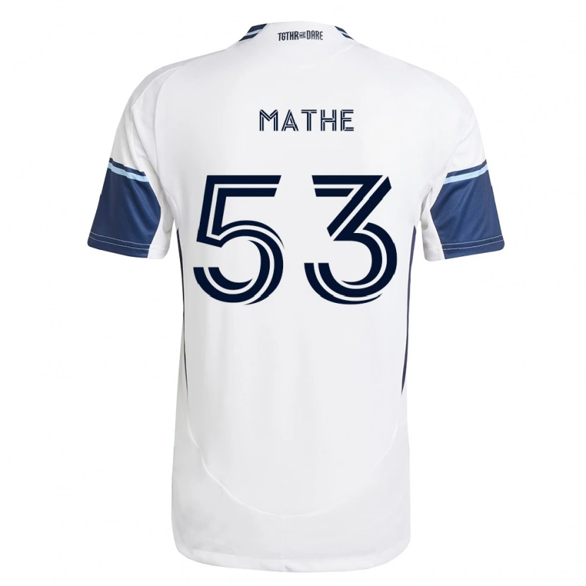 Danxen Femme Maillot Immanuel Mathe #53 Blanc Bleu Royal Tenues Domicile 2026/27 T-Shirt
