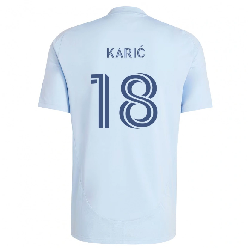 Danxen Femme Maillot Emir Karić #18 Bleu Clair Gris Clair Tenues Domicile 2026/27 T-Shirt