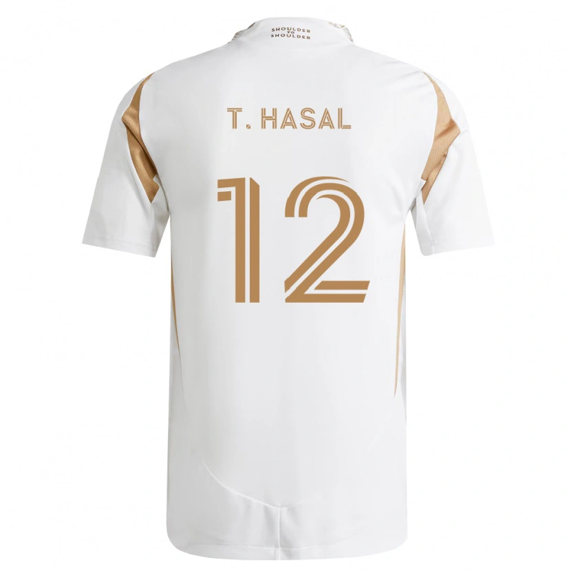 Danxen Femme Maillot Thomas Hasal #12 Blanc Marron Tenues Extérieur 2026/27 T-Shirt