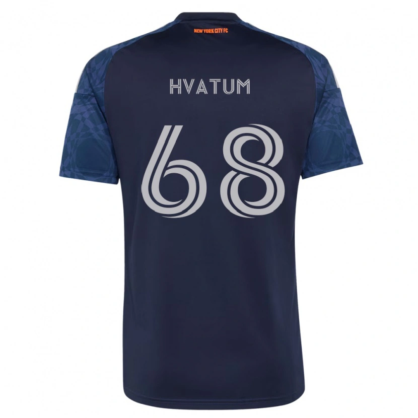 Danxen Femme Maillot Henrik Hvatum #68 Bleu Foncé Blanc Tenues Extérieur 2026/27 T-Shirt