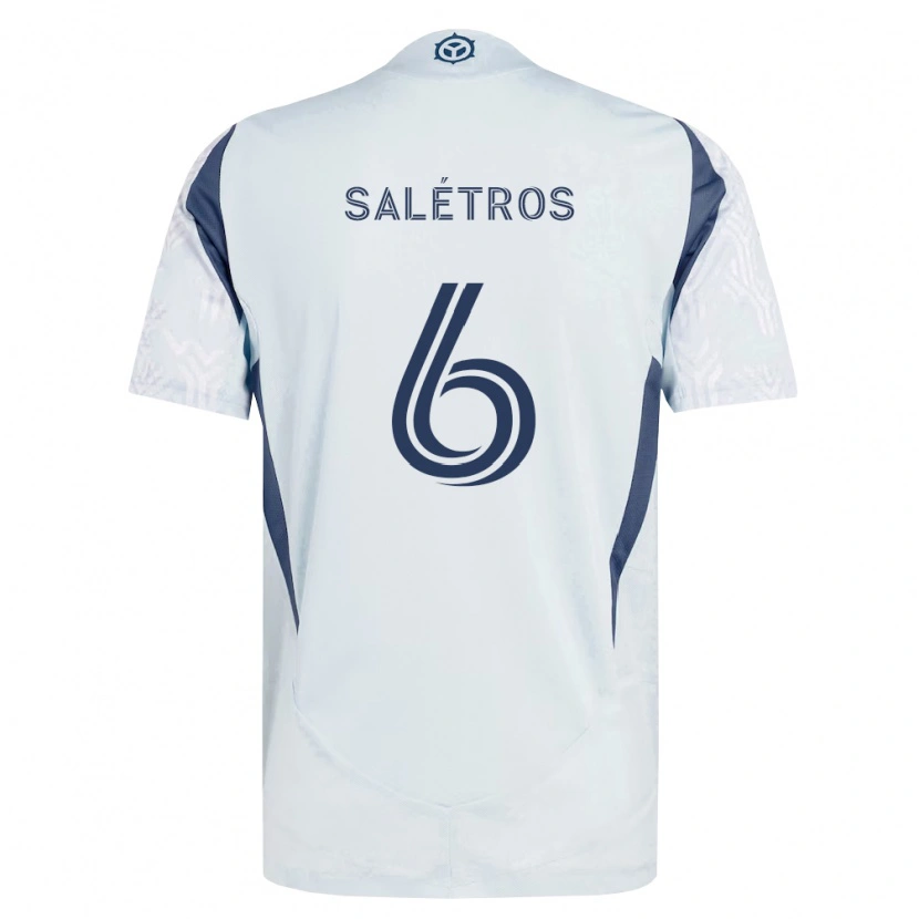 Danxen Femme Maillot Anton Salétros #6 Bleu Gris Blanc Tenues Extérieur 2026/27 T-Shirt