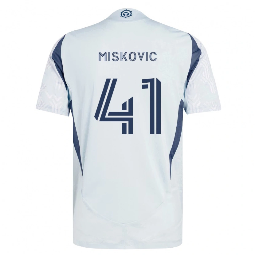 Danxen Femme Maillot Mihajlo Miskovic #41 Bleu Gris Blanc Tenues Extérieur 2026/27 T-Shirt