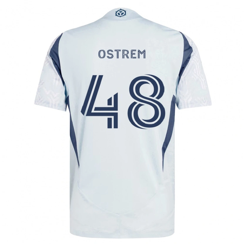 Danxen Femme Maillot Charlie Ostrem #48 Bleu Gris Blanc Tenues Extérieur 2026/27 T-Shirt