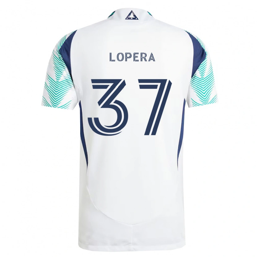 Danxen Femme Maillot Steban Lopera #37 Blanc Bleu Marine Vert Clair Tenues Extérieur 2026/27 T-Shirt