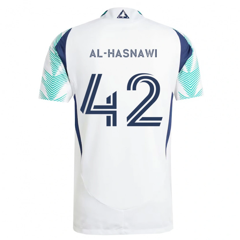 Danxen Femme Maillot Moshtaba Al-Hasnawi #42 Blanc Bleu Marine Vert Clair Tenues Extérieur 2026/27 T-Shirt