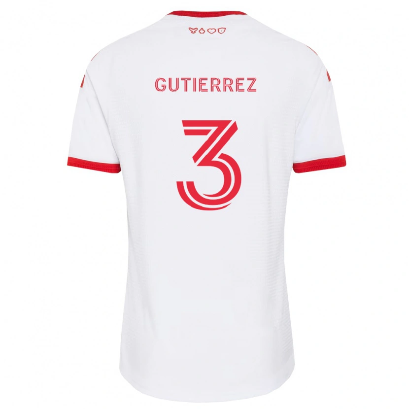 Danxen Femme Maillot Cristián Gutiérrez #3 Blanc Rouge Noir Tenues Extérieur 2026/27 T-Shirt