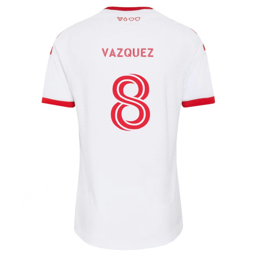 Danxen Femme Maillot Víctor Vázquez #8 Blanc Rouge Noir Tenues Extérieur 2026/27 T-Shirt