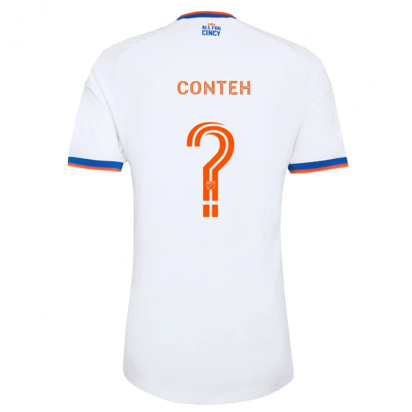 Danxen Femme Maillot Haroun Conteh #0 Blanc Bleu Marine Orange Tenues Extérieur 2026/27 T-Shirt