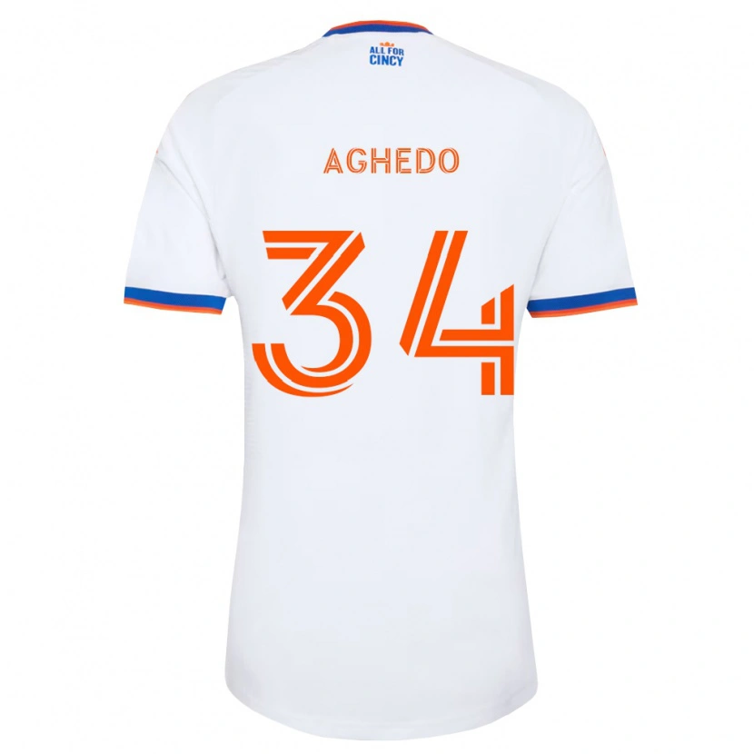 Danxen Femme Maillot London Aghedo #34 Blanc Bleu Marine Orange Tenues Extérieur 2026/27 T-Shirt