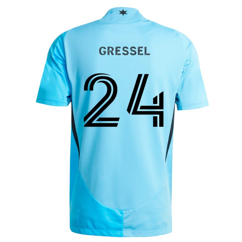 Danxen Femme Maillot Julian Gressel #24 Bleu Clair Noir Tenues Extérieur 2026/27 T-Shirt
