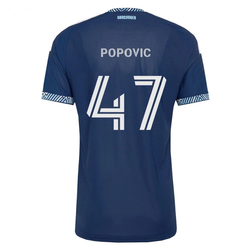 Danxen Femme Maillot Marko Popović #47 Bleu Foncé Blanc Tenues Extérieur 2026/27 T-Shirt