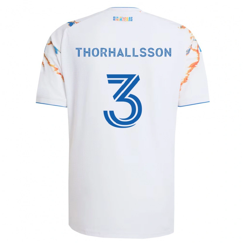 Danxen Femme Maillot Dagur Dan Thórhallsson #3 Blanc Orange Bleu Tenues Extérieur 2026/27 T-Shirt