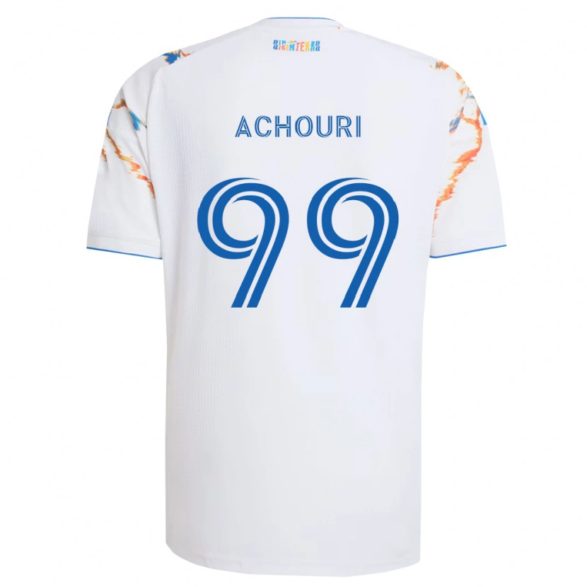 Danxen Femme Maillot Elias Achouri #99 Blanc Orange Bleu Tenues Extérieur 2026/27 T-Shirt
