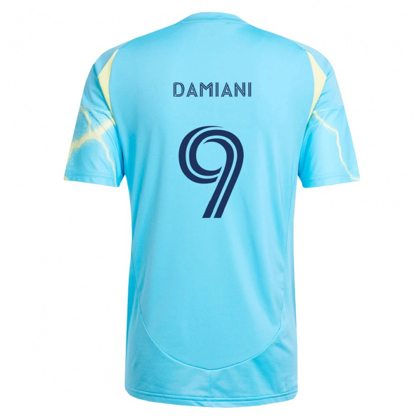 Danxen Femme Maillot Bruno Damiani #9 Bleu Clair Noir Jaune Clair Tenues Extérieur 2026/27 T-Shirt