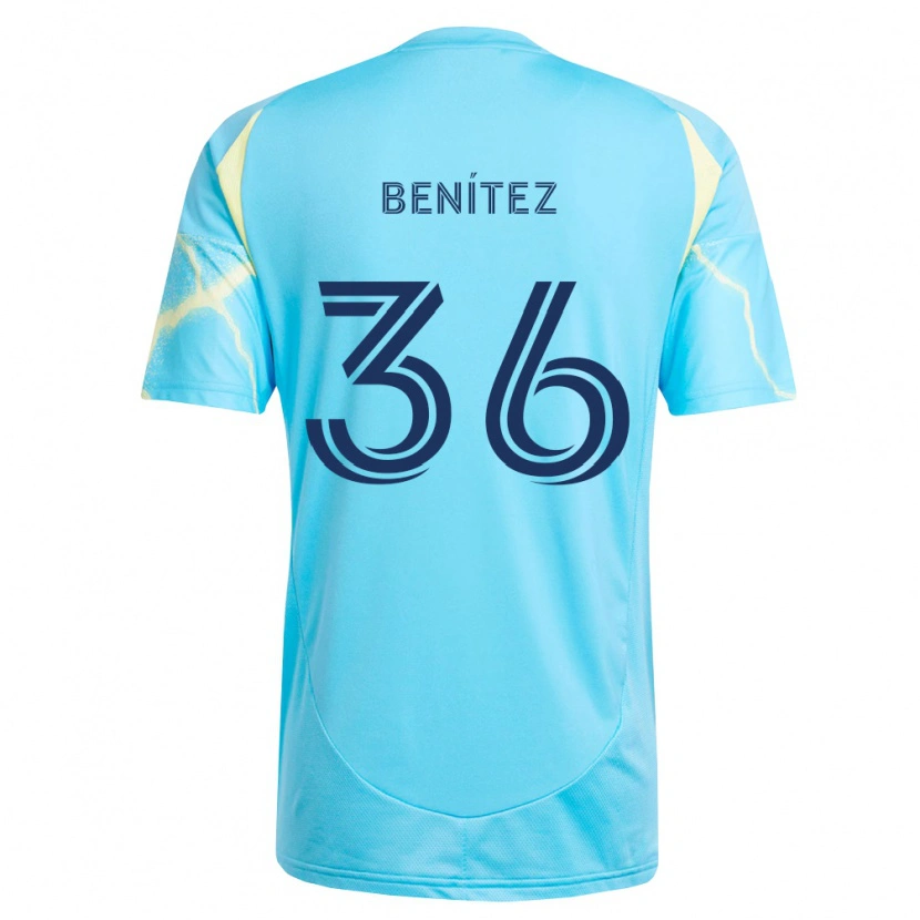 Danxen Femme Maillot Óscar Benítez #36 Bleu Clair Noir Jaune Clair Tenues Extérieur 2026/27 T-Shirt