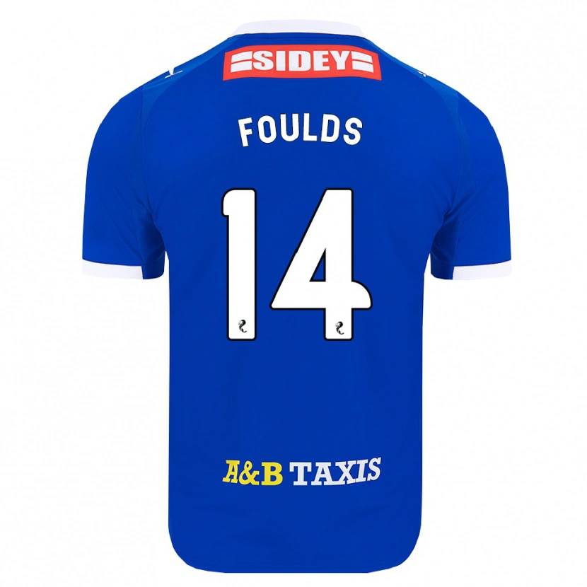 Danxen Enfant Maillot Matty Foulds #14 Bleu Rouge Jaune Tenues Domicile 2026/27 T-Shirt