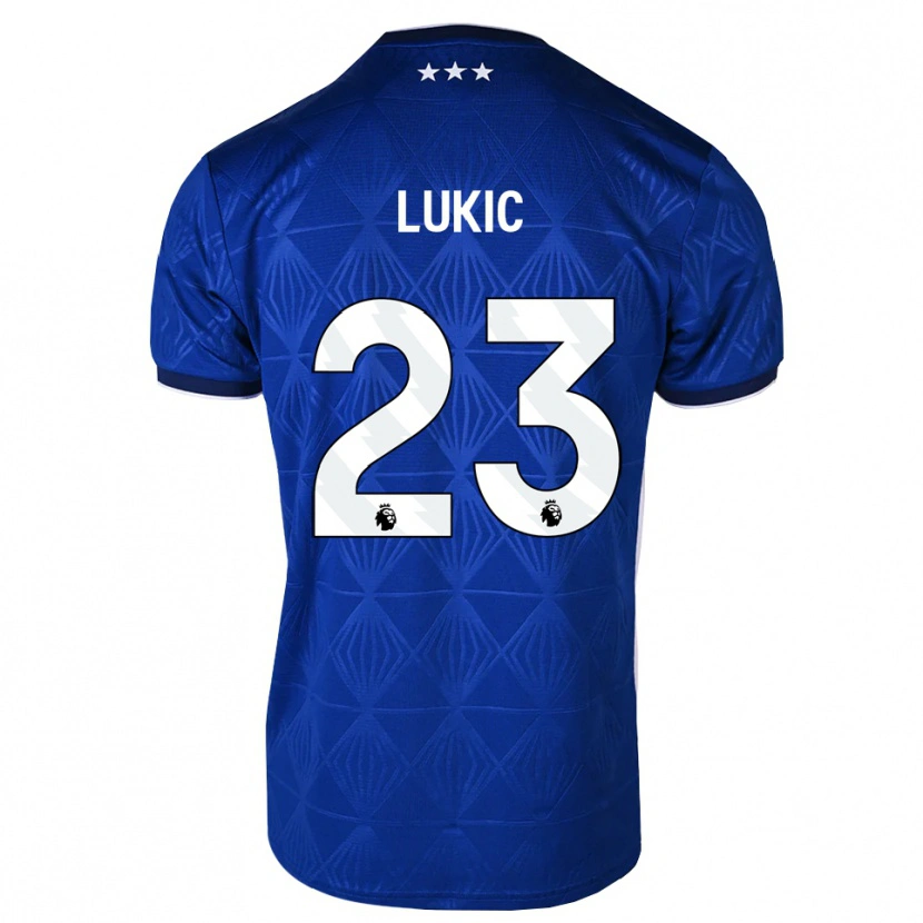 Danxen Enfant Maillot Saša Lukić #23 Bleu Moyen Blanc Rouge Tenues Domicile 2026/27 T-Shirt