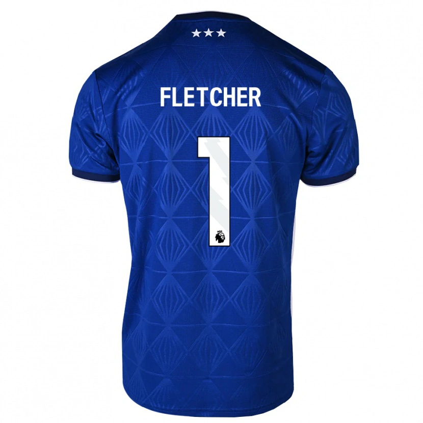 Danxen Enfant Maillot William Fletcher #1 Bleu Moyen Blanc Rouge Tenues Domicile 2026/27 T-Shirt
