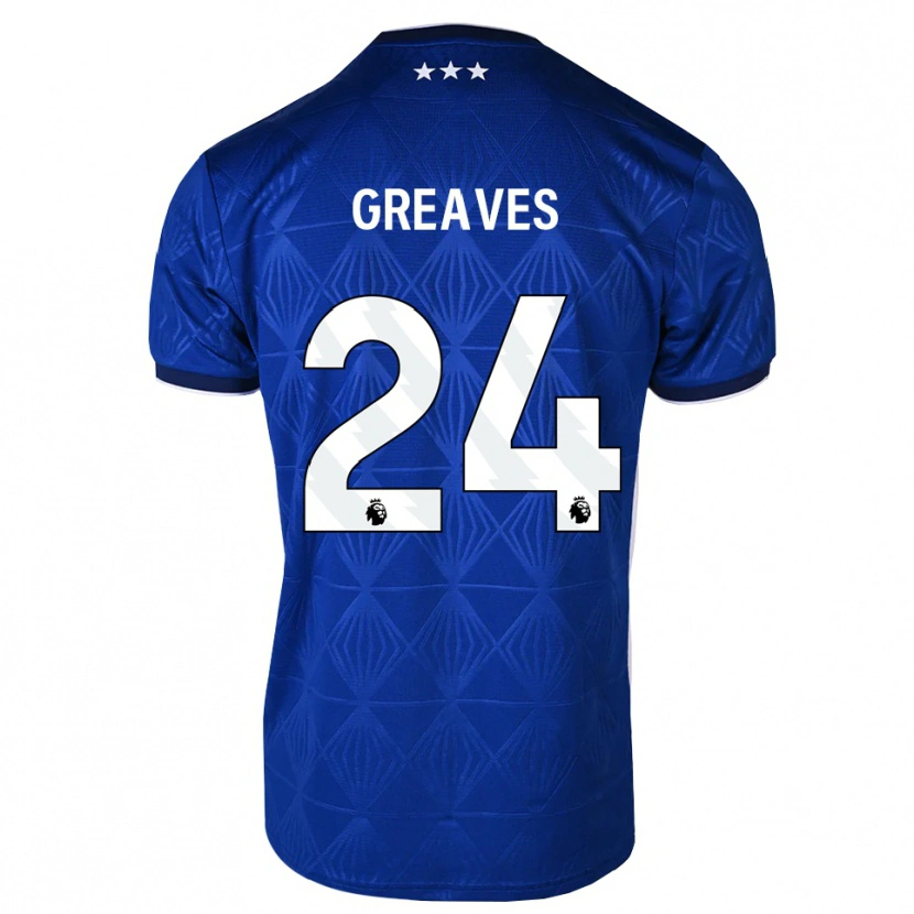 Danxen Enfant Maillot Jacob Greaves #24 Bleu Moyen Blanc Rouge Tenues Domicile 2026/27 T-Shirt