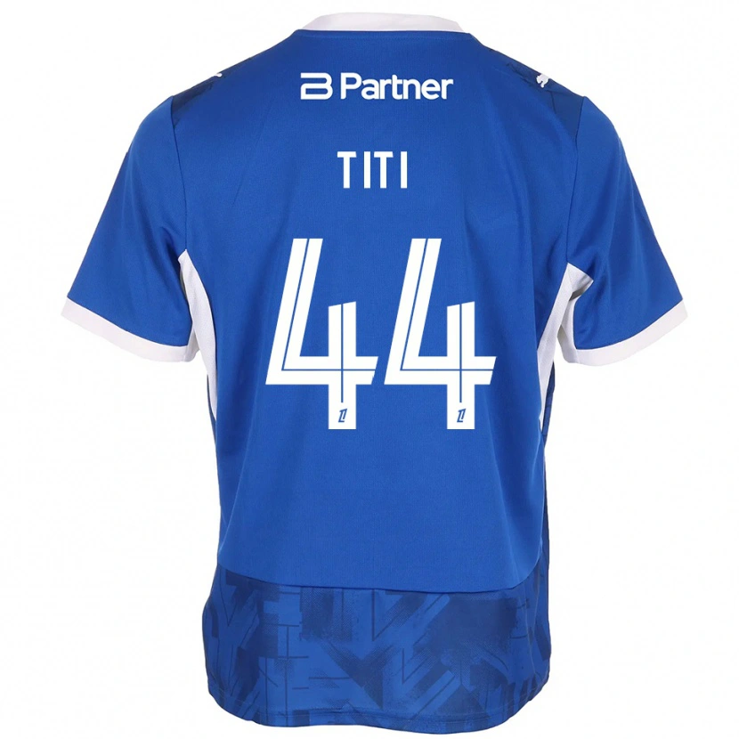 Danxen Enfant Maillot Yvann Titi #44 Bleu Moyen Blanc Tenues Domicile 2026/27 T-Shirt
