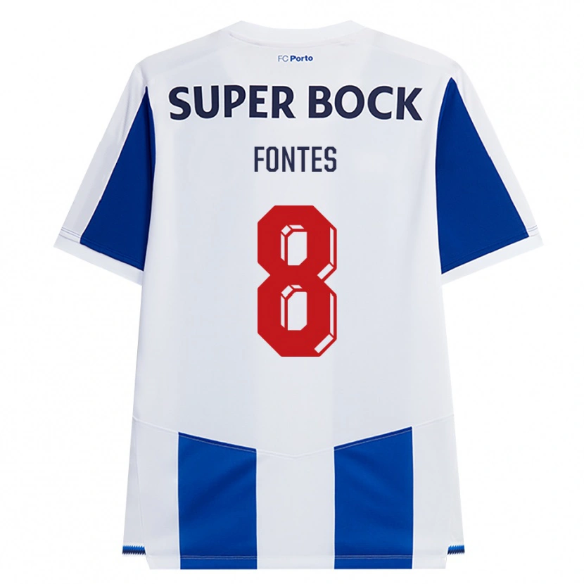 Danxen Enfant Maillot Gonçalo Fontes #8 Bleu Blanc Rouge Tenues Domicile 2026/27 T-Shirt