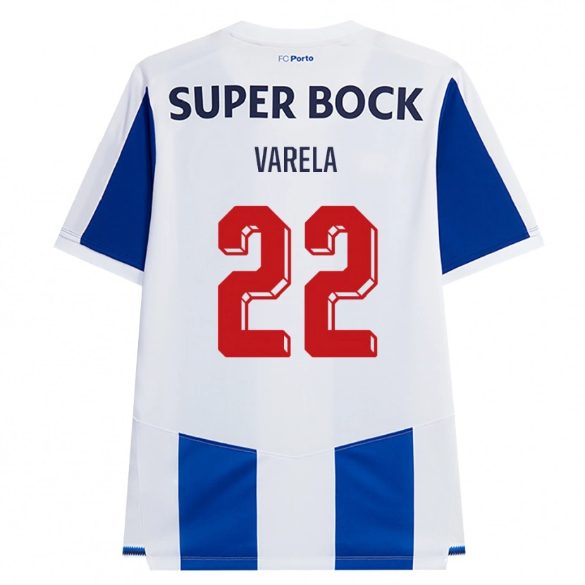 Danxen Enfant Maillot Alan Varela #22 Bleu Blanc Rouge Tenues Domicile 2026/27 T-Shirt