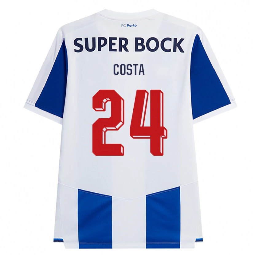 Danxen Enfant Maillot João Costa #24 Bleu Blanc Rouge Tenues Domicile 2026/27 T-Shirt