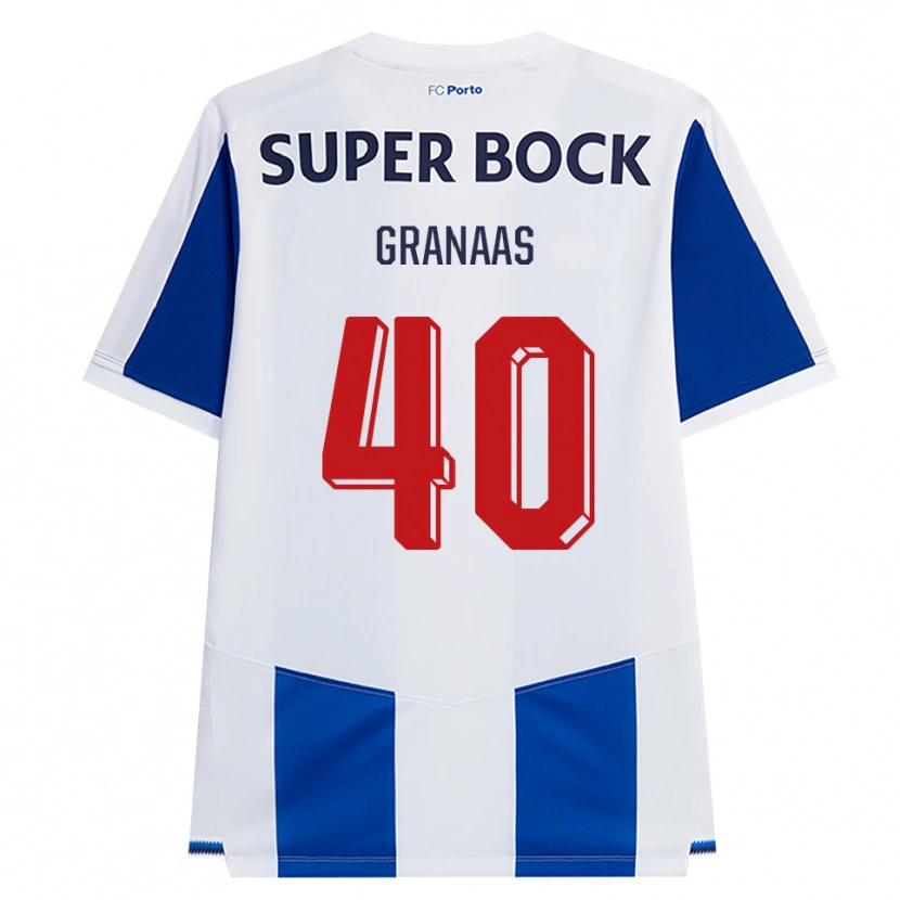 Danxen Enfant Maillot Eirik Granaas #40 Bleu Blanc Rouge Tenues Domicile 2026/27 T-Shirt