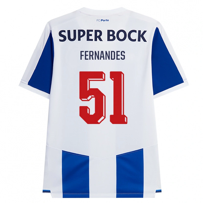 Danxen Enfant Maillot Diogo Fernandes #51 Bleu Blanc Rouge Tenues Domicile 2026/27 T-Shirt