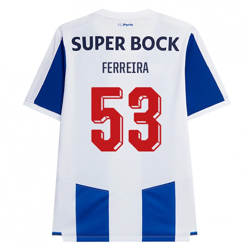 Danxen Enfant Maillot Eduardo Ferreira #53 Bleu Blanc Rouge Tenues Domicile 2026/27 T-Shirt