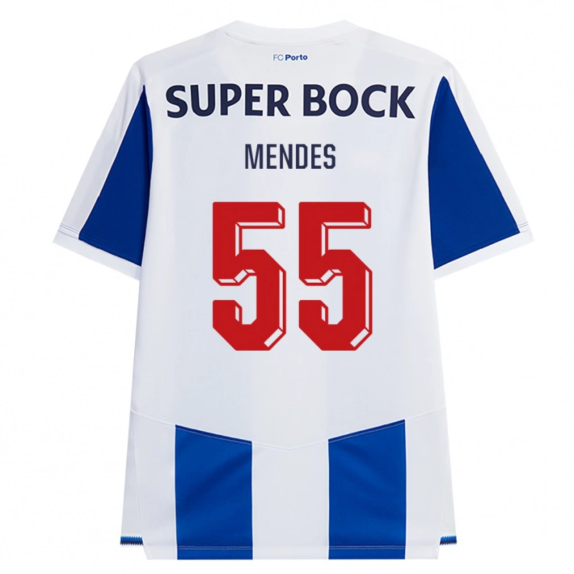 Danxen Enfant Maillot Joao Mendes #55 Bleu Blanc Rouge Tenues Domicile 2026/27 T-Shirt