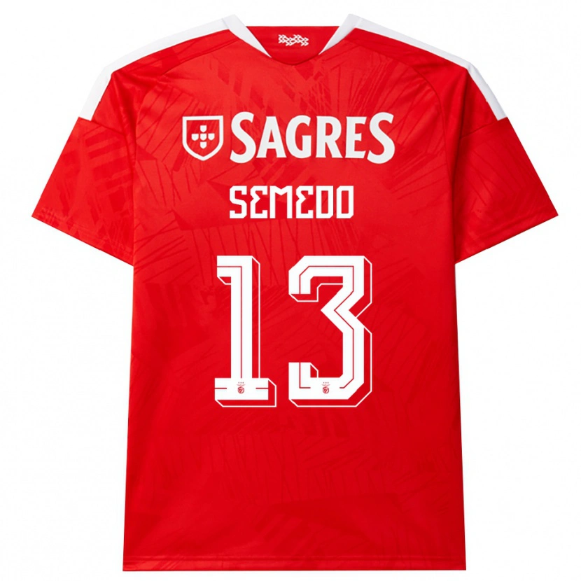 Danxen Enfant Maillot Benjamim Semedo #13 Rouge Blanc Jaune Tenues Domicile 2026/27 T-Shirt