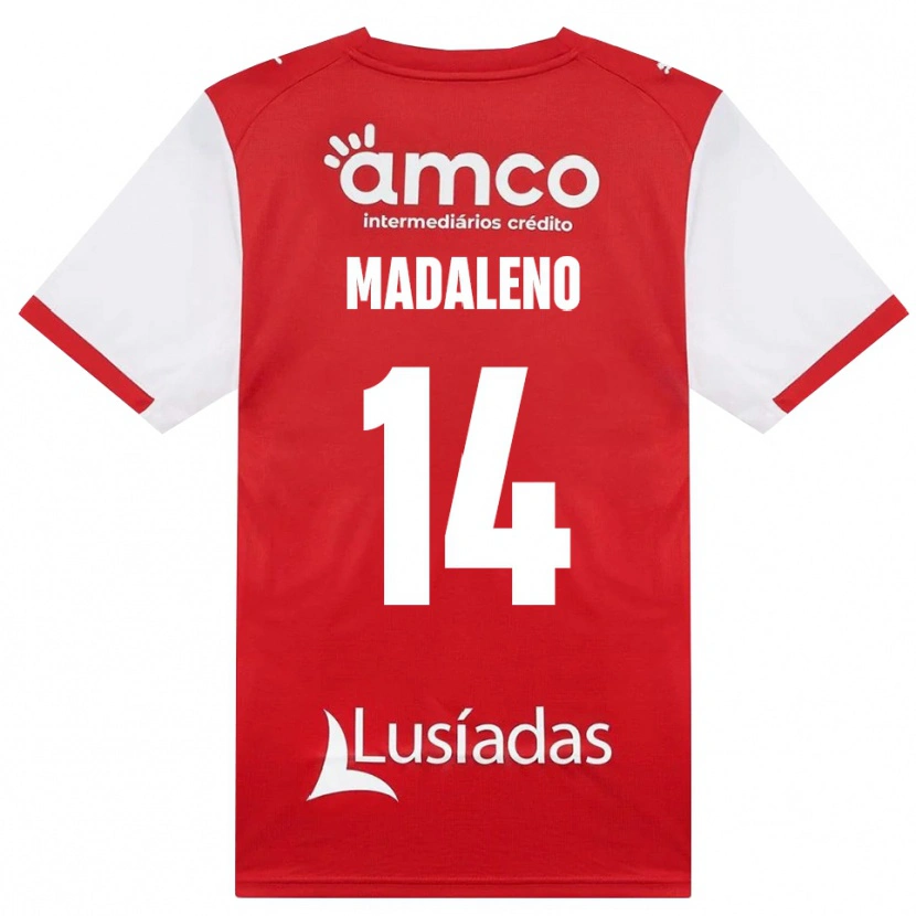 Danxen Enfant Maillot Diogo Madaleno #14 Blanc Rouge Noir Tenues Domicile 2026/27 T-Shirt