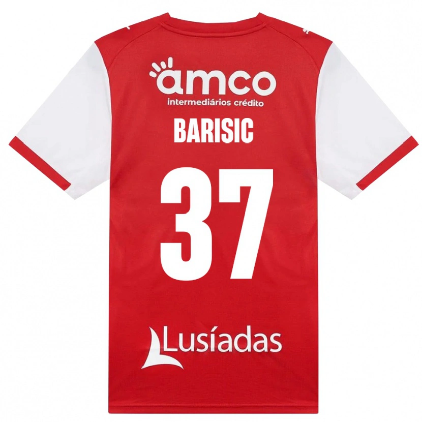 Danxen Enfant Maillot Adrian Barisic #37 Blanc Rouge Noir Tenues Domicile 2026/27 T-Shirt