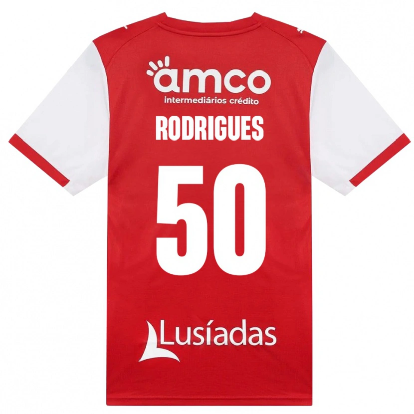 Danxen Enfant Maillot Diego Rodrigues #50 Blanc Rouge Noir Tenues Domicile 2026/27 T-Shirt