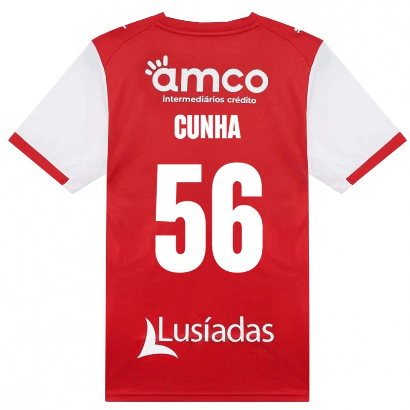Danxen Enfant Maillot Romário Cunha #56 Blanc Rouge Noir Tenues Domicile 2026/27 T-Shirt