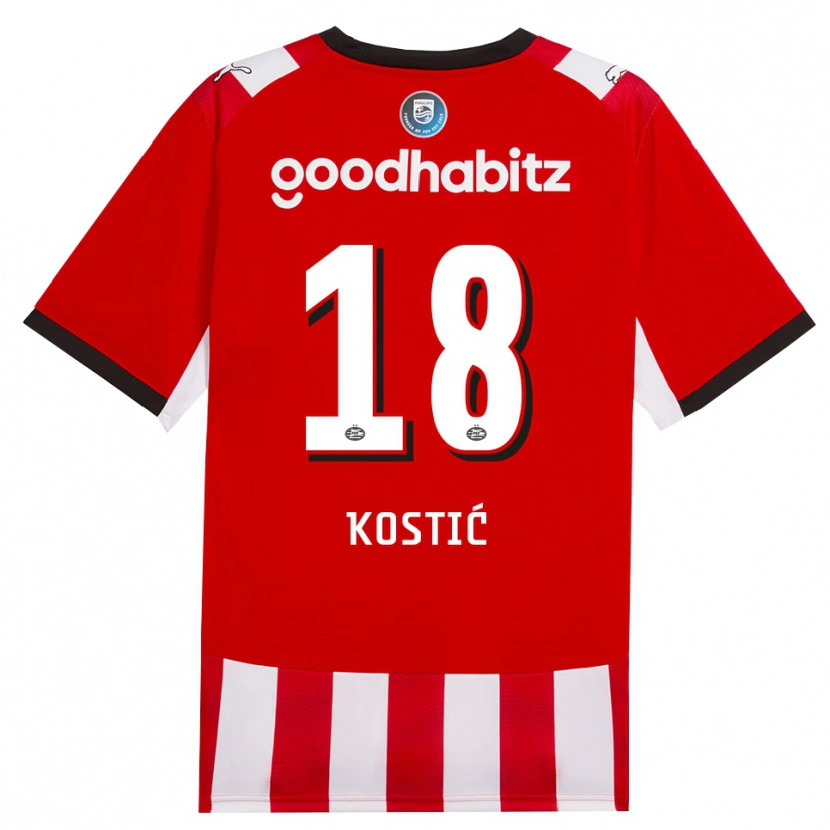Danxen Enfant Maillot Filip Kostic #18 Rouge Blanc Noir Tenues Domicile 2026/27 T-Shirt