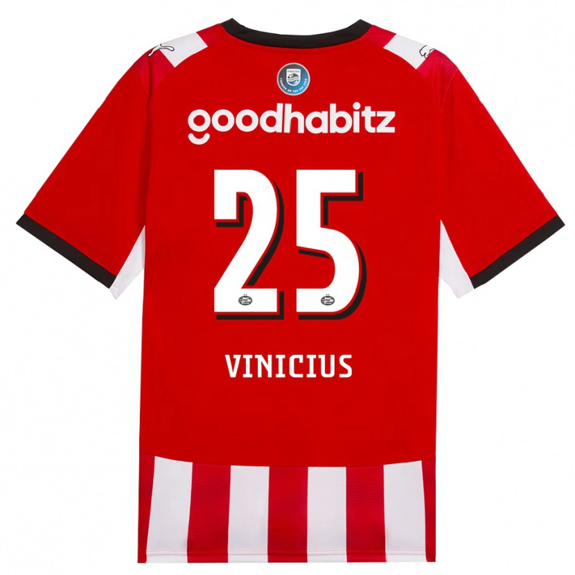 Danxen Enfant Maillot Carlos Vinicius #25 Rouge Blanc Noir Tenues Domicile 2026/27 T-Shirt